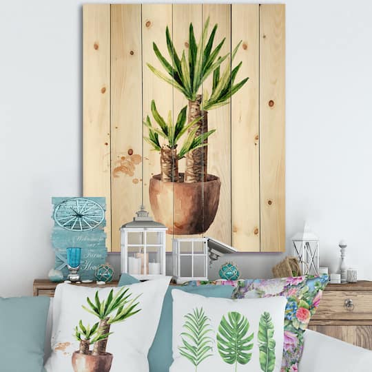 Designart - Yucca Tree In The Ceramic Flower Pot